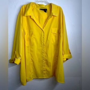 Maggie Barnes button down shirt/ blouse, yellow, 5X, 34-36W